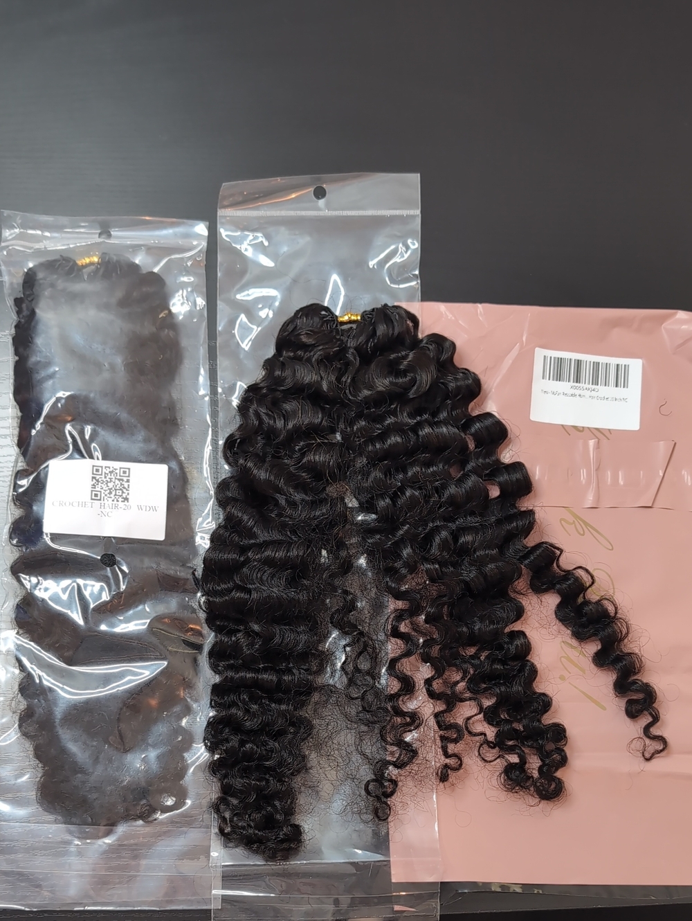 20 Inch 120 G 100 Strands Feather Crochet Human Hair Natural Black Deep Wave